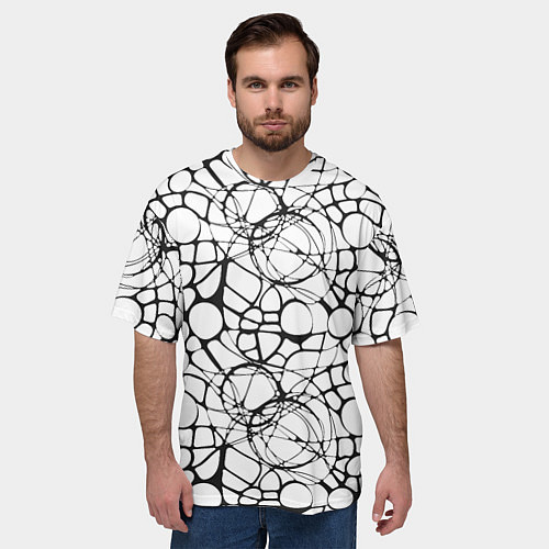 Мужская футболка оверсайз Абстрактный нейрографический узор / 3D-принт – фото 3