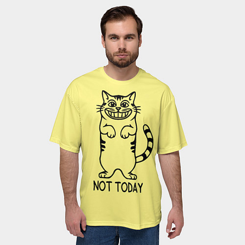 Мужская футболка оверсайз Хитрый кот / 3D-принт – фото 3