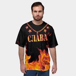 Футболка оверсайз мужская Слава - имя в огне, цвет: 3D-принт — фото 2