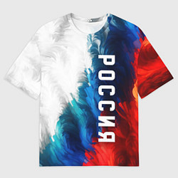 Футболка оверсайз мужская Россия триколор флаг, цвет: 3D-принт