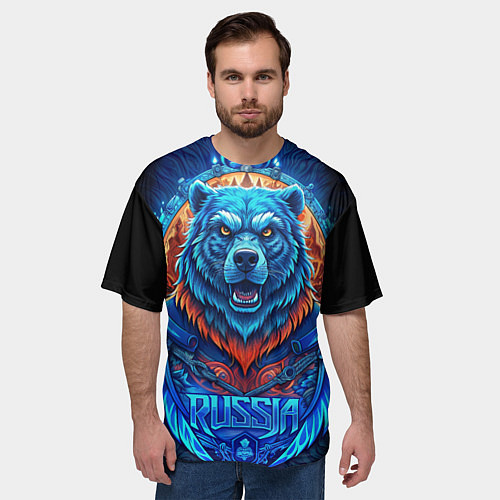 Мужская футболка оверсайз Ледяной белый русский медведь / 3D-принт – фото 3