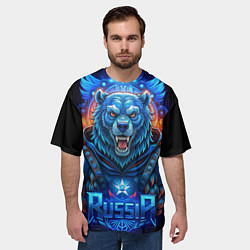 Футболка оверсайз мужская Ледяной синий супер русский медведь со звездой гер, цвет: 3D-принт — фото 2