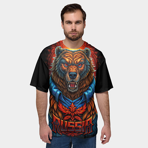 Мужская футболка оверсайз Военный русский медведь / 3D-принт – фото 3