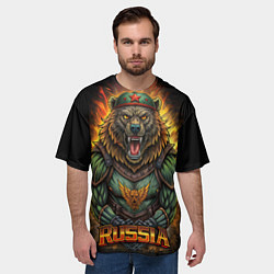 Футболка оверсайз мужская Мощный военный медведь СССР, цвет: 3D-принт — фото 2