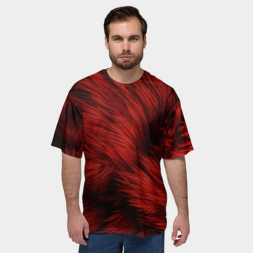 Мужская футболка оверсайз Красная шерсть / 3D-принт – фото 3