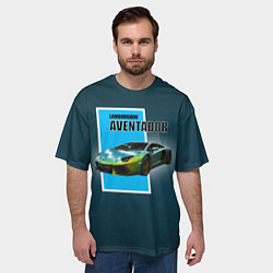 Футболка оверсайз мужская Спортивная машина Lamborghini Aventador, цвет: 3D-принт — фото 2