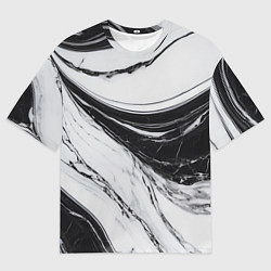 Футболка оверсайз мужская Мрамор черно-белый, цвет: 3D-принт