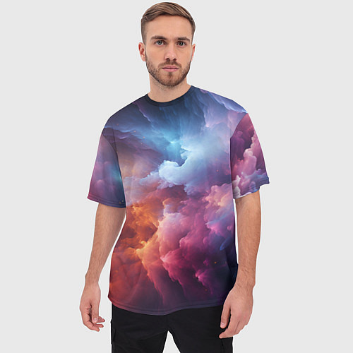 Мужская футболка оверсайз Облачный космос / 3D-принт – фото 3