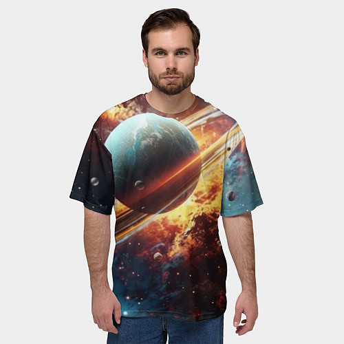 Мужская футболка оверсайз Большая планета / 3D-принт – фото 3