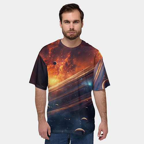 Мужская футболка оверсайз Млечный путь космос / 3D-принт – фото 3