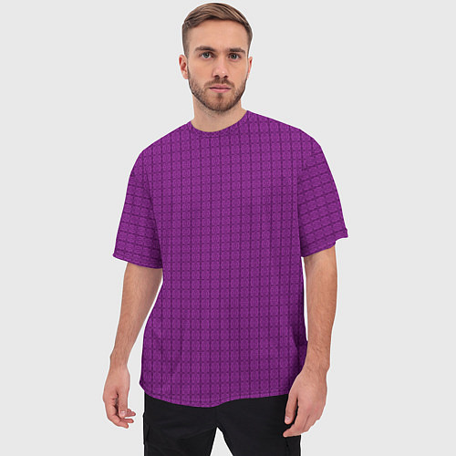 Мужская футболка оверсайз Ярко-фиолетовый однотонный с рисуноком / 3D-принт – фото 3