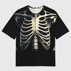 Футболка оверсайз мужская Человеческий скелет на черном фоне, цвет: 3D-принт