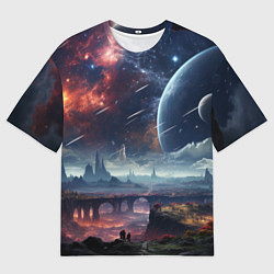 Футболка оверсайз мужская Фантастическая планета внутри космоса, цвет: 3D-принт