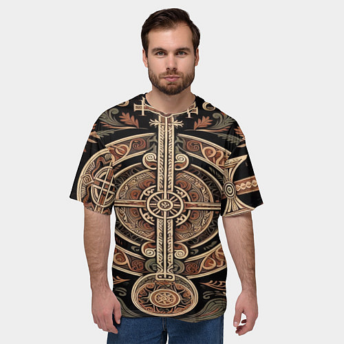 Мужская футболка оверсайз Символика славянской мифологии / 3D-принт – фото 3