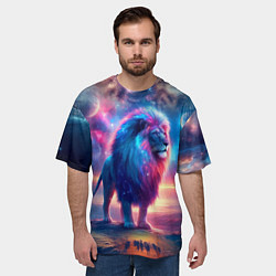 Футболка оверсайз мужская Space lion - ai art fantasy, цвет: 3D-принт — фото 2