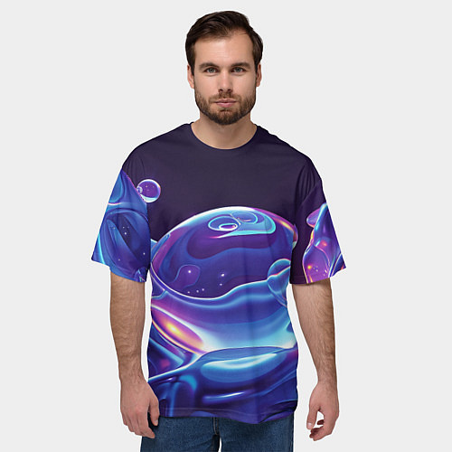 Мужская футболка оверсайз Космические мыльные пузыри / 3D-принт – фото 3