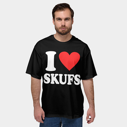 Мужская футболка оверсайз I love skufs / 3D-принт – фото 3