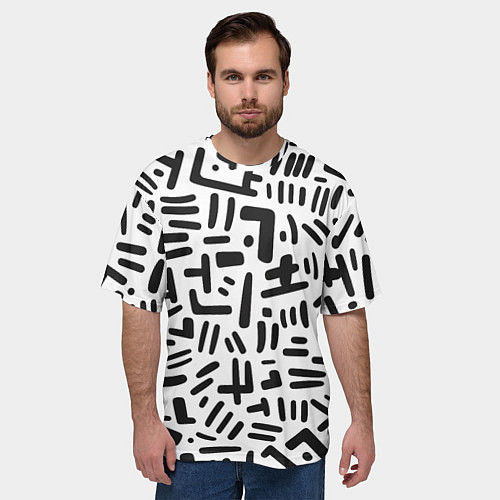 Мужская футболка оверсайз Паттерн линиями / 3D-принт – фото 3