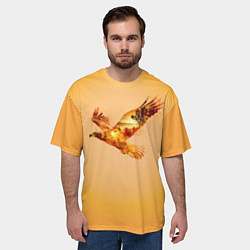 Футболка оверсайз мужская Орел с пейзажем на закате двойная экспозиция, цвет: 3D-принт — фото 2