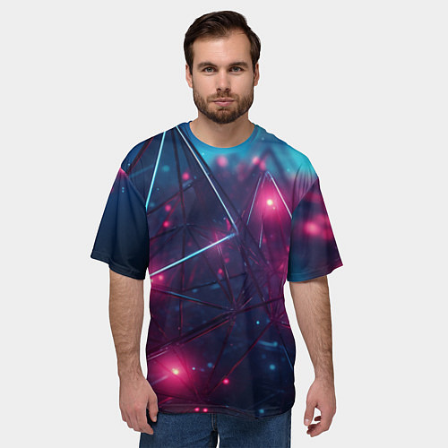 Мужская футболка оверсайз Конструкция с ярким свечением / 3D-принт – фото 3