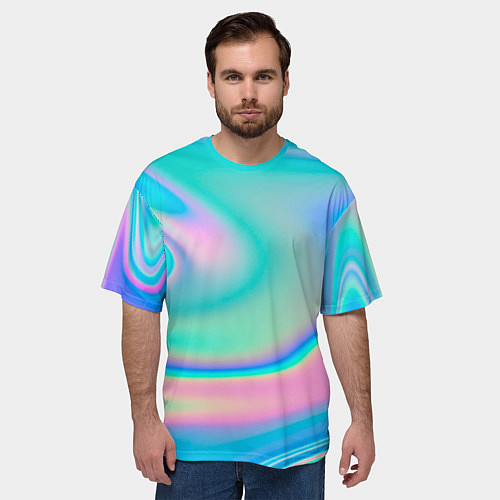 Мужская футболка оверсайз Неоновый бензин / 3D-принт – фото 3
