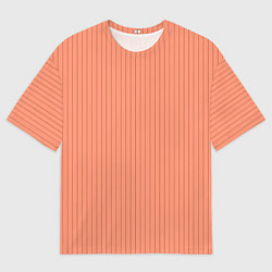 Футболка оверсайз мужская Тёмный персиковый в полоску, цвет: 3D-принт