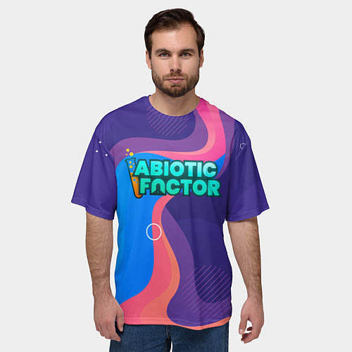 Мужская футболка оверсайз Abiotic Factor яркие полосы / 3D-принт – фото 3
