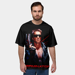 Футболка оверсайз мужская Терминатор с пистолетом, цвет: 3D-принт — фото 2