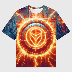Футболка оверсайз мужская Наэлектризованная кибер поверхность - нейросеть, цвет: 3D-принт