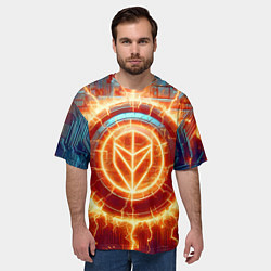Футболка оверсайз мужская Наэлектризованная кибер поверхность - нейросеть, цвет: 3D-принт — фото 2
