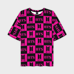 Футболка оверсайз мужская BTS pattern pink logo, цвет: 3D-принт