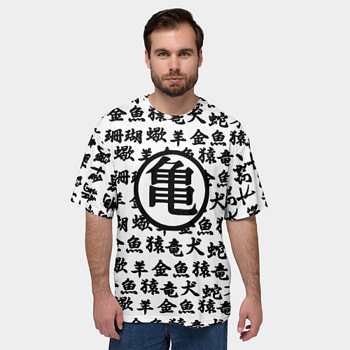 Мужская футболка оверсайз Dragon ball anime pattern steel / 3D-принт – фото 3