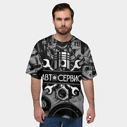 Футболка оверсайз мужская Автосервис - мотор, цвет: 3D-принт — фото 2