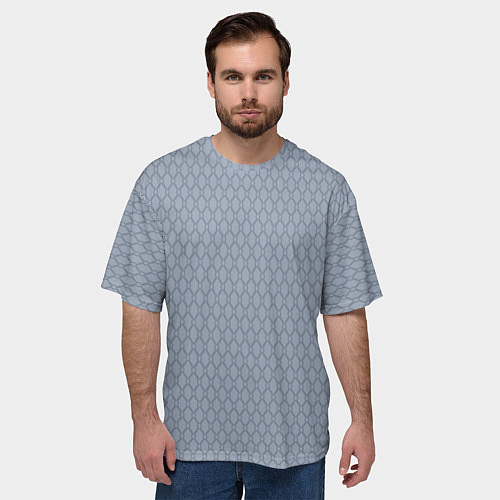 Мужская футболка оверсайз Серо-синий паттерн / 3D-принт – фото 3