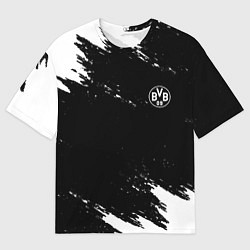 Футболка оверсайз мужская Borussia краски чёрно белый, цвет: 3D-принт