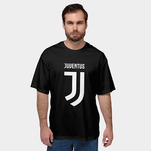 Мужская футболка оверсайз Ювентус лого / 3D-принт – фото 3