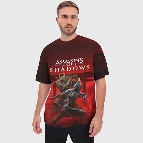 Мужская футболка оверсайз Персонажи Assassins creed shadows / 3D-принт – фото 3