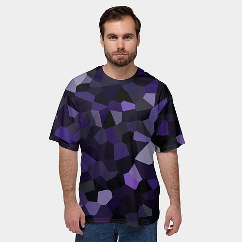 Мужская футболка оверсайз Кристаллизация темно-фиолетового / 3D-принт – фото 3