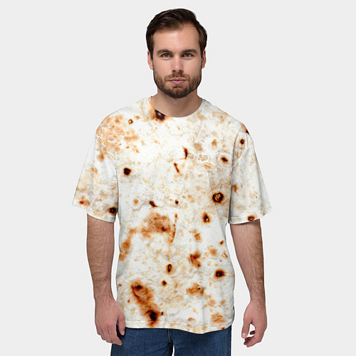 Мужская футболка оверсайз Текстура светлого лаваша / 3D-принт – фото 3