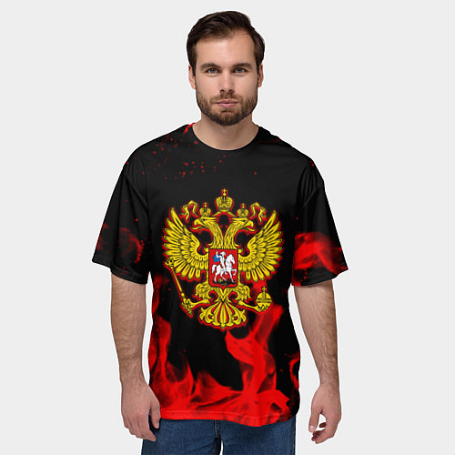 Мужская футболка оверсайз Герб России возрождение империи / 3D-принт – фото 3