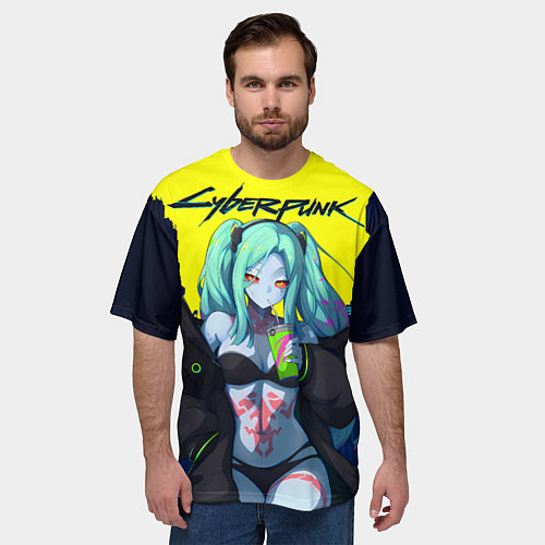 Мужская футболка оверсайз Ребекка - бегущие по краю / 3D-принт – фото 3