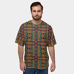 Футболка оверсайз мужская Геометрический африканский узор-паттерн, цвет: 3D-принт — фото 2