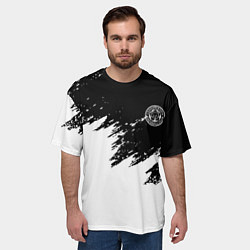 Футболка оверсайз мужская Лестерсити белая краска спорт, цвет: 3D-принт — фото 2