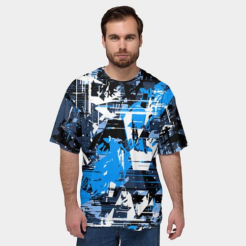 Мужская футболка оверсайз Extreme glitch / 3D-принт – фото 3