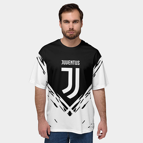 Мужская футболка оверсайз Juventus sport geometry fc club / 3D-принт – фото 3
