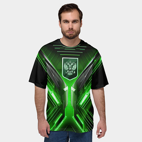 Мужская футболка оверсайз Кибернетически-патриотический костюм с Гербом Росс / 3D-принт – фото 3