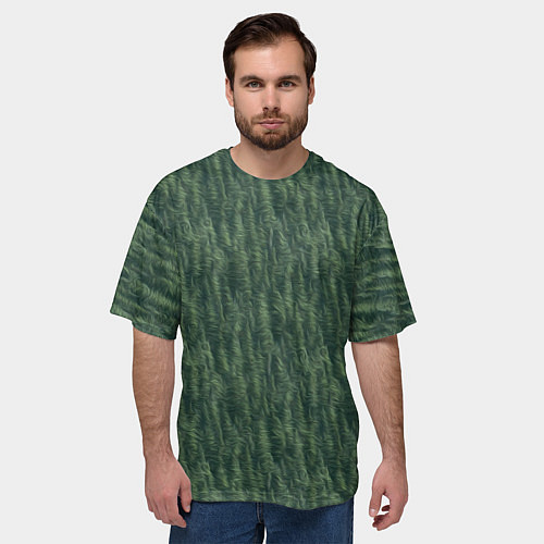 Мужская футболка оверсайз Зеленые клубы шерсти / 3D-принт – фото 3