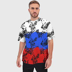 Футболка оверсайз мужская Российский флаг брызги, цвет: 3D-принт — фото 2