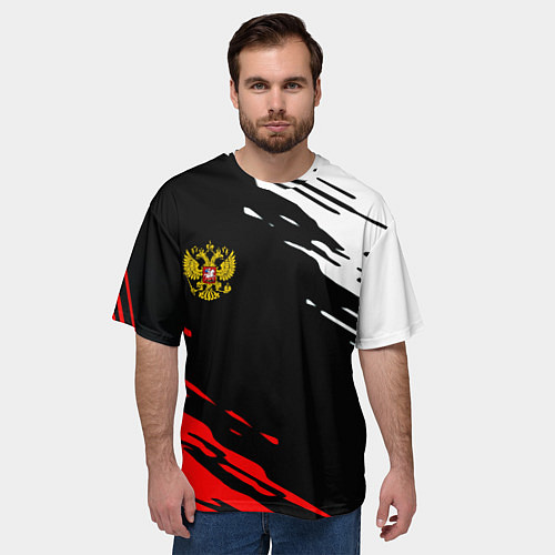 Мужская футболка оверсайз Герб РФ краски текстура абстрактные / 3D-принт – фото 3