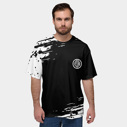 Мужская футболка оверсайз Inter абстрактные краски текстура / 3D-принт – фото 3